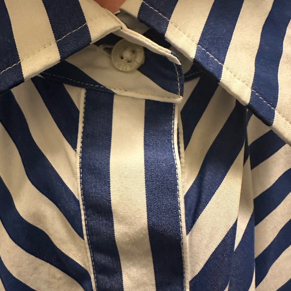 Ralph Lauren white & blue striped sleeveless button up blouse sz-14 - Picture 4 of 10